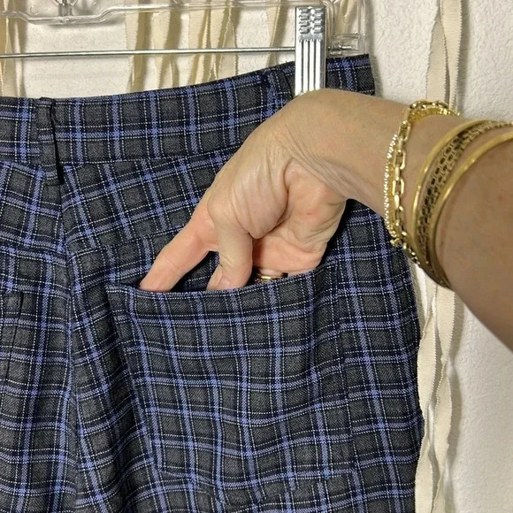 Reformation Blue and Gray Plaid High Rise Pant Size 4 - Picture 7 of 9